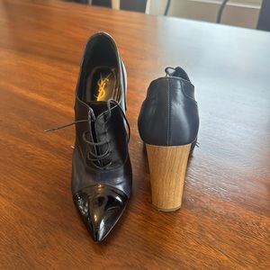 Yves saint Laurent, YSL  lace up bootie with block wooden heel  size 38